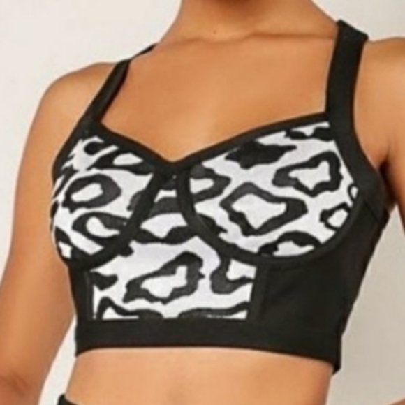 WoW Couture Bodycon Bandage Style Animal Print Crop Top Festival Rave EDM - Picture 1 of 4